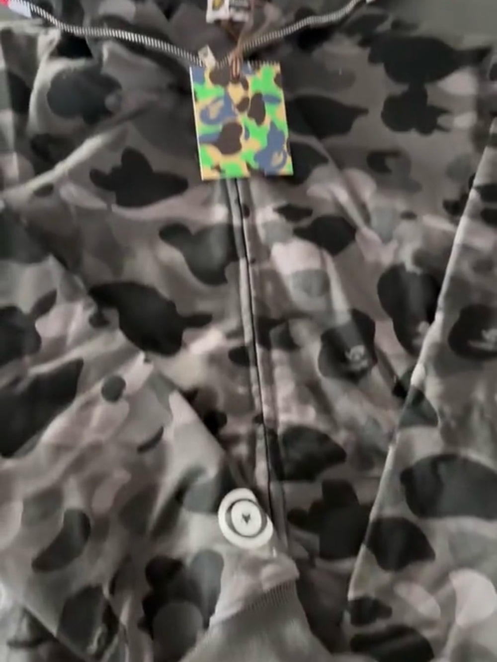 Bape Gray and Black Camo Zip Hoodie